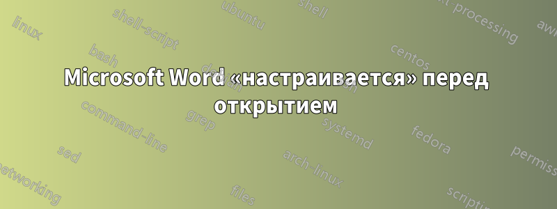 Microsoft Word «настраивается» перед открытием