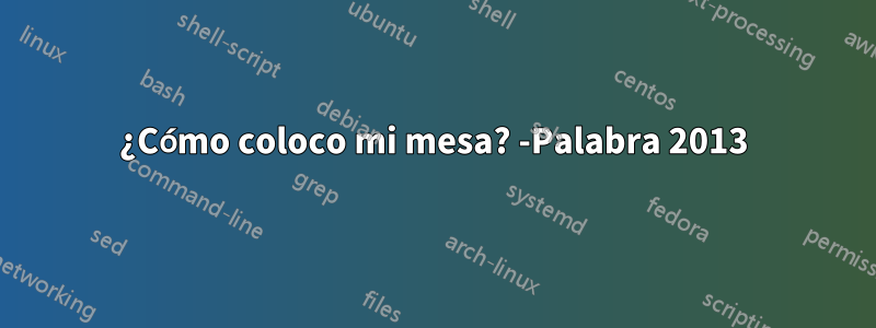 ¿Cómo coloco mi mesa? -Palabra 2013