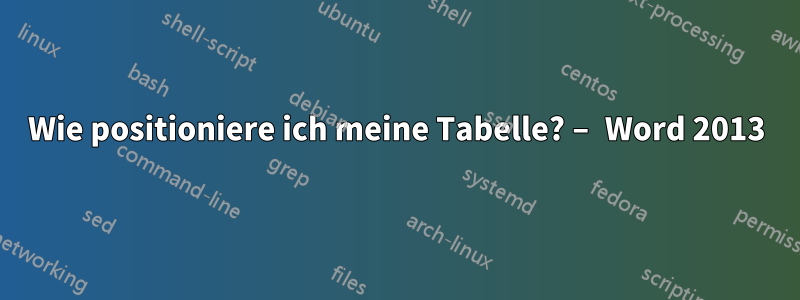 Wie positioniere ich meine Tabelle? – Word 2013