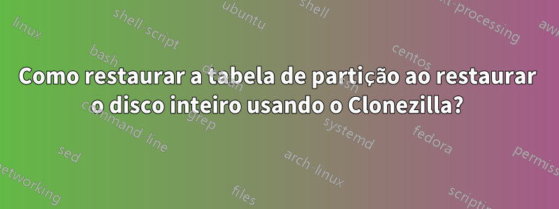 Como restaurar a tabela de partição ao restaurar o disco inteiro usando o Clonezilla?