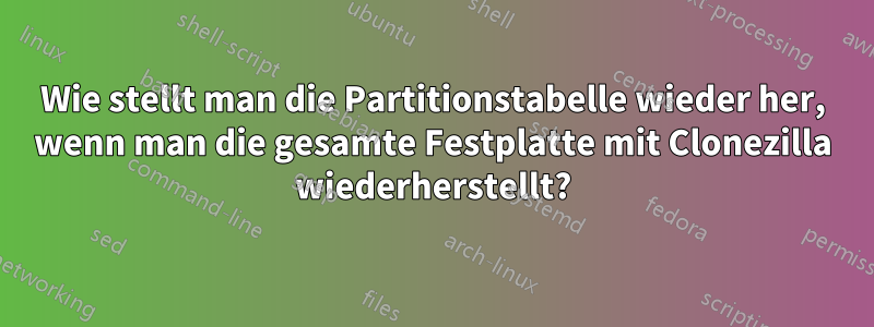 Wie stellt man die Partitionstabelle wieder her, wenn man die gesamte Festplatte mit Clonezilla wiederherstellt?