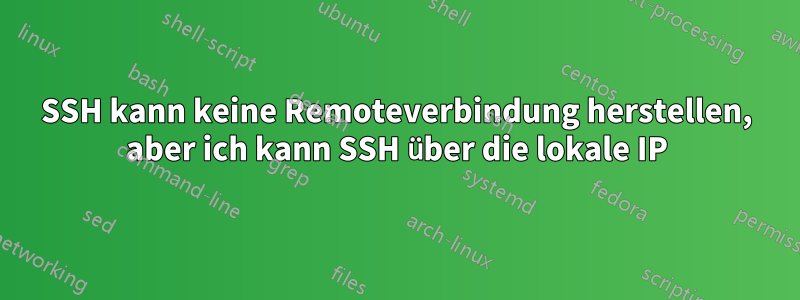 SSH kann keine Remoteverbindung herstellen, aber ich kann SSH über die lokale IP