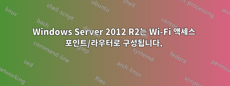 Windows Server 2012 R2는 Wi-Fi 액세스 포인트/라우터로 구성됩니다.