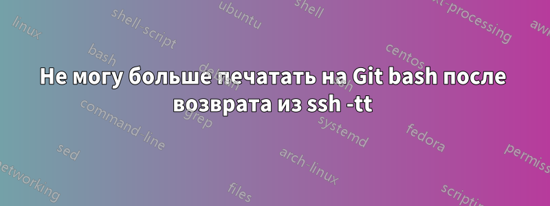 Не могу больше печатать на Git bash после возврата из ssh -tt