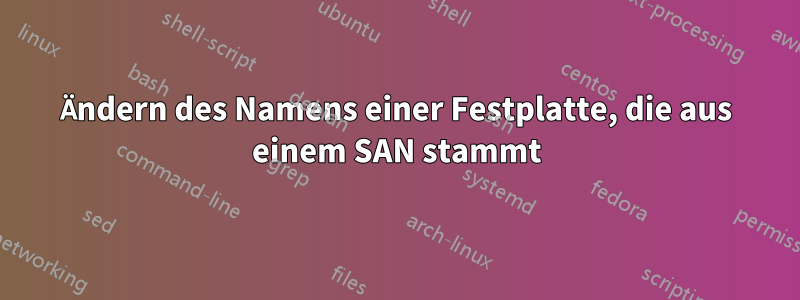 Ändern des Namens einer Festplatte, die aus einem SAN stammt