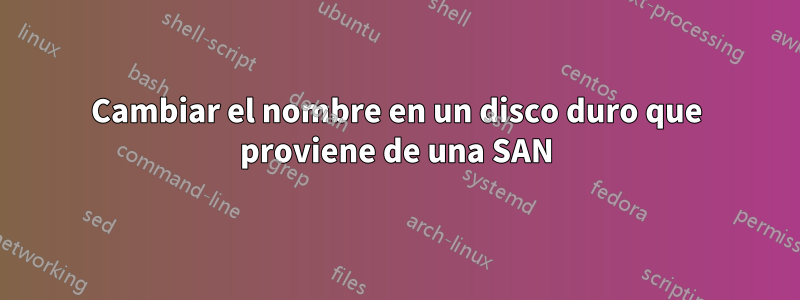 Cambiar el nombre en un disco duro que proviene de una SAN