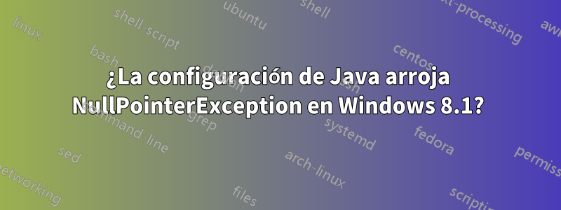 ¿La configuración de Java arroja NullPointerException en Windows 8.1?