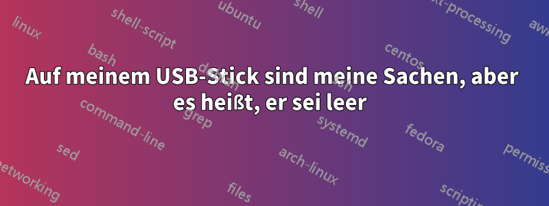 Auf meinem USB-Stick sind meine Sachen, aber es heißt, er sei leer 