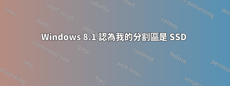 Windows 8.1 認為我的分割區是 SSD