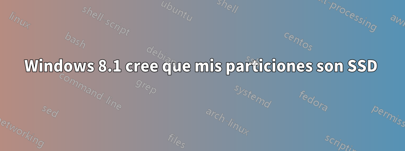 Windows 8.1 cree que mis particiones son SSD