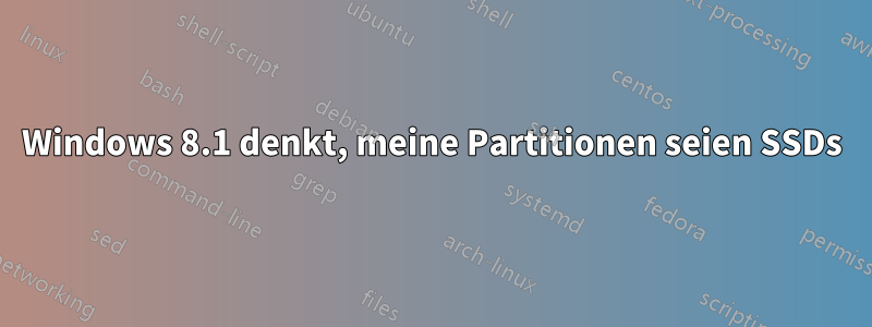 Windows 8.1 denkt, meine Partitionen seien SSDs