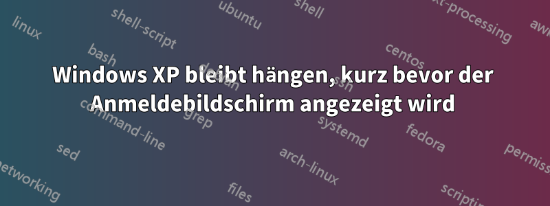 Windows XP bleibt hängen, kurz bevor der Anmeldebildschirm angezeigt wird