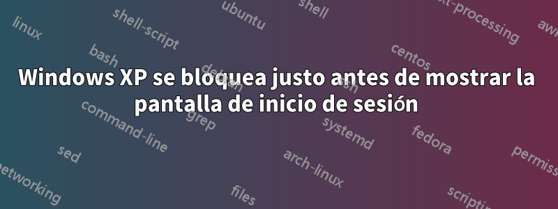 Windows XP se bloquea justo antes de mostrar la pantalla de inicio de sesión