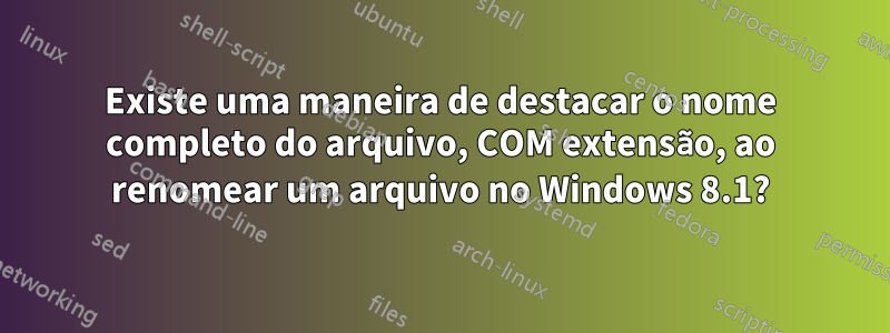 Existe uma maneira de destacar o nome completo do arquivo, COM extensão, ao renomear um arquivo no Windows 8.1?