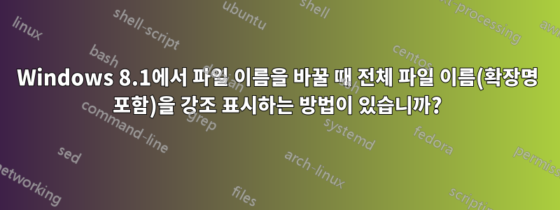 Windows 8.1에서 파일 이름을 바꿀 때 전체 파일 이름(확장명 포함)을 강조 표시하는 방법이 있습니까?