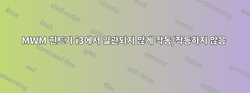 MWM 힌트가 i3에서 일관되지 않게 작동/작동하지 않음