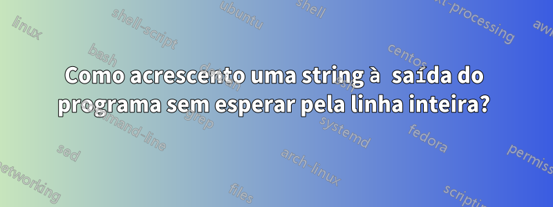 Como acrescento uma string à saída do programa sem esperar pela linha inteira?