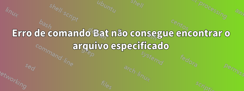 Erro de comando Bat não consegue encontrar o arquivo especificado