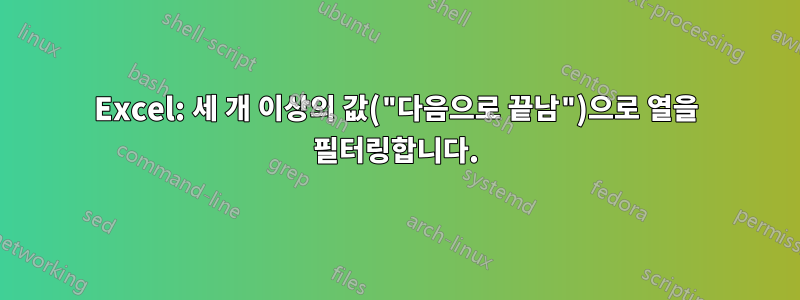 Excel: 세 개 이상의 값("다음으로 끝남")으로 열을 필터링합니다.