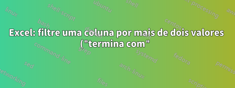 Excel: filtre uma coluna por mais de dois valores ("termina com")