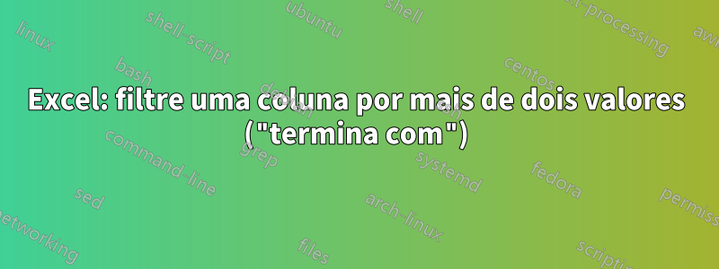 Excel: filtre uma coluna por mais de dois valores ("termina com")