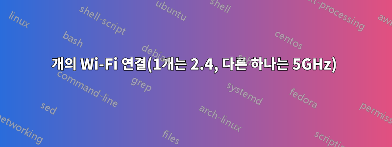 2개의 Wi-Fi 연결(1개는 2.4, 다른 하나는 5GHz)