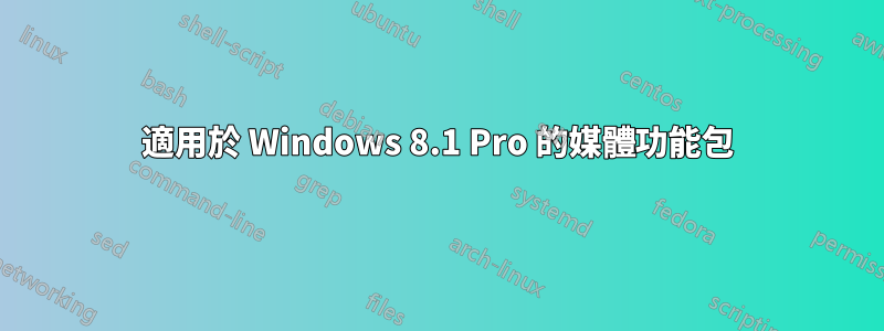 適用於 Windows 8.1 Pro 的媒體功能包