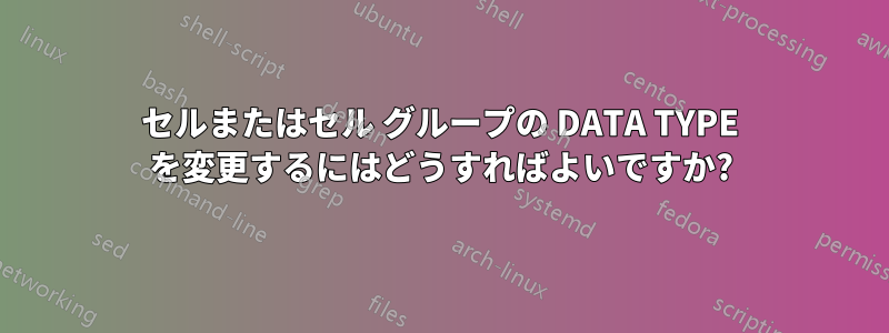 セルまたはセル グループの DATA TYPE を変更するにはどうすればよいですか?