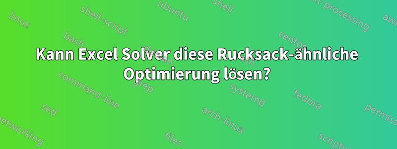 Kann Excel Solver diese Rucksack-ähnliche Optimierung lösen?