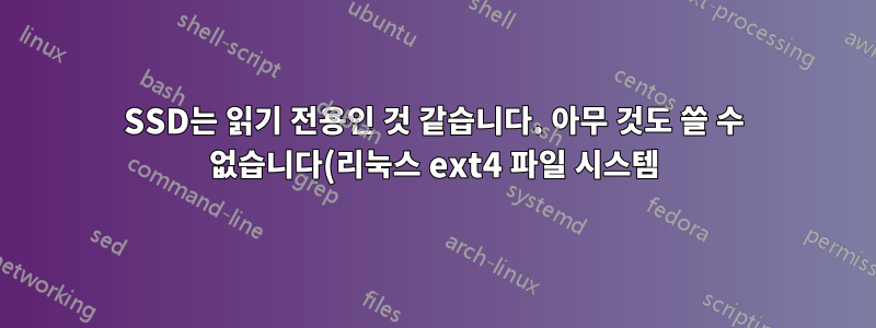 SSD는 읽기 전용인 것 같습니다. 아무 것도 쓸 수 없습니다(리눅스 ext4 파일 시스템).