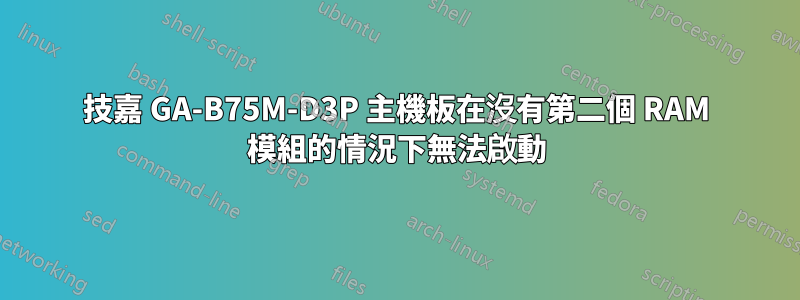 技嘉 GA-B75M-D3P 主機板在沒有第二個 RAM 模組的情況下無法啟動