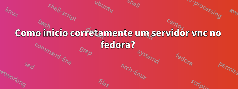 Como inicio corretamente um servidor vnc no fedora?