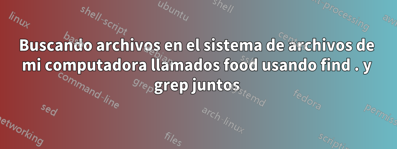 Buscando archivos en el sistema de archivos de mi computadora llamados food usando find . y grep juntos