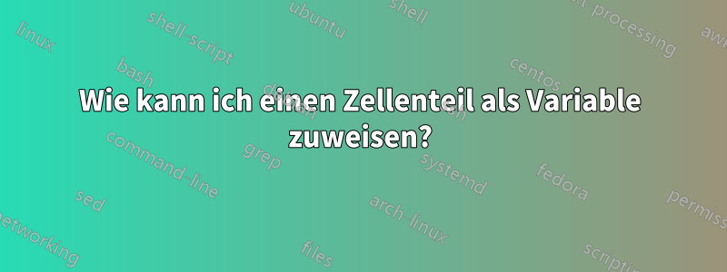 Wie kann ich einen Zellenteil als Variable zuweisen?