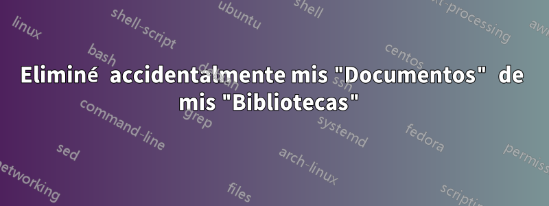 Eliminé accidentalmente mis "Documentos" de mis "Bibliotecas"