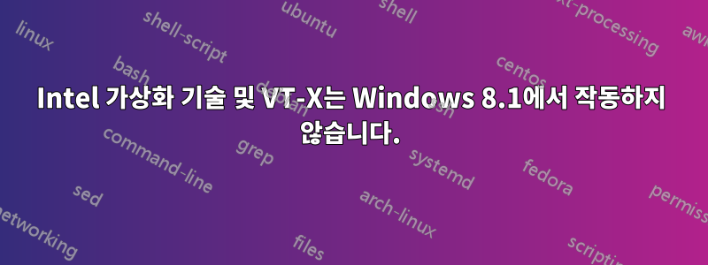 Intel 가상화 기술 및 VT-X는 Windows 8.1에서 작동하지 않습니다.