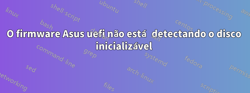 O firmware Asus uefi não está detectando o disco inicializável