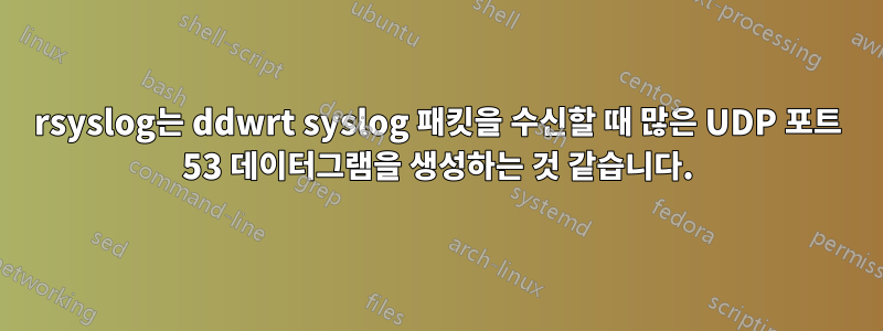 rsyslog는 ddwrt syslog 패킷을 수신할 때 많은 UDP 포트 53 데이터그램을 생성하는 것 같습니다.