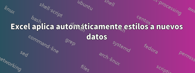 Excel aplica automáticamente estilos a nuevos datos