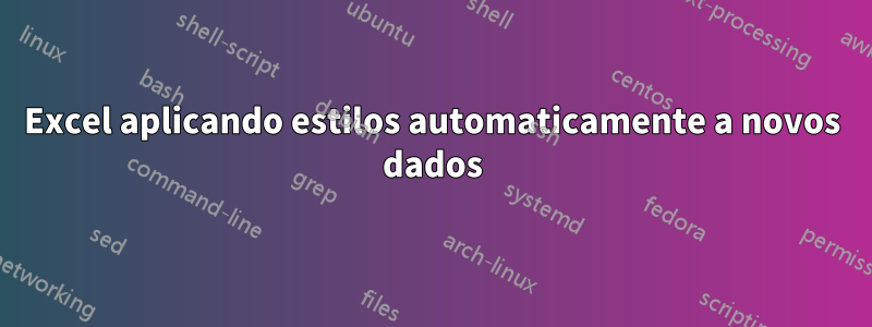 Excel aplicando estilos automaticamente a novos dados