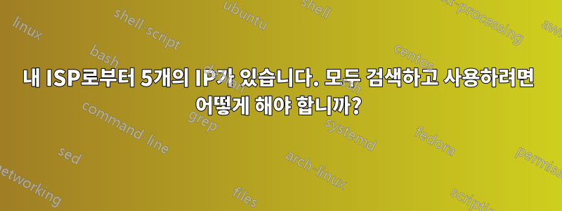 내 ISP로부터 5개의 IP가 있습니다. 모두 검색하고 사용하려면 어떻게 해야 합니까?