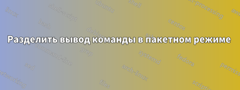 Разделить вывод команды в пакетном режиме