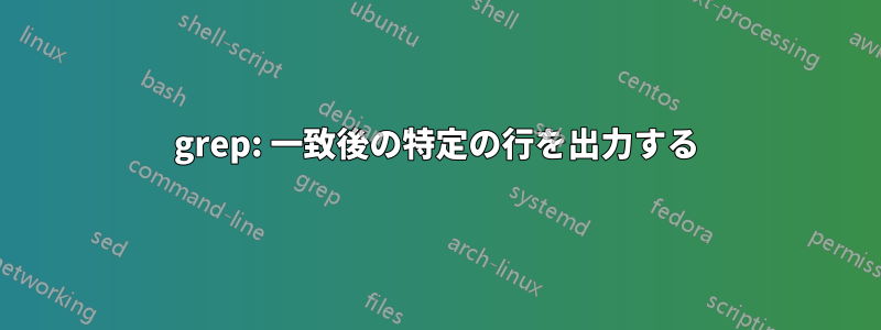 grep: 一致後の特定の行を出力する