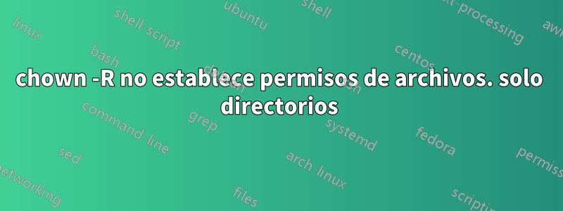 chown -R no establece permisos de archivos. solo directorios