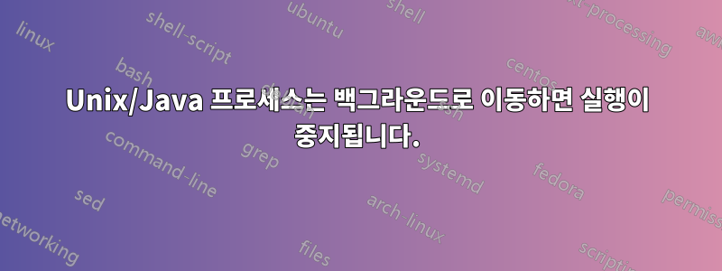 Unix/Java 프로세스는 백그라운드로 이동하면 실행이 중지됩니다.