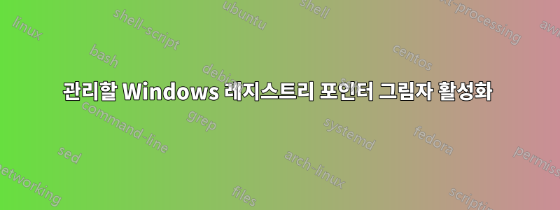 관리할 Windows 레지스트리 포인터 그림자 활성화