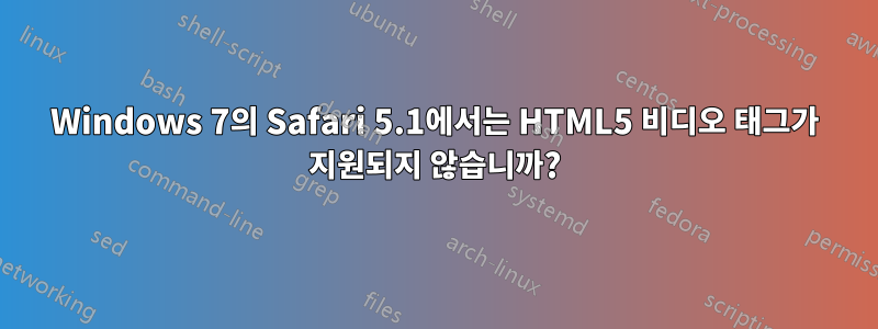 Windows 7의 Safari 5.1에서는 HTML5 비디오 태그가 지원되지 않습니까?