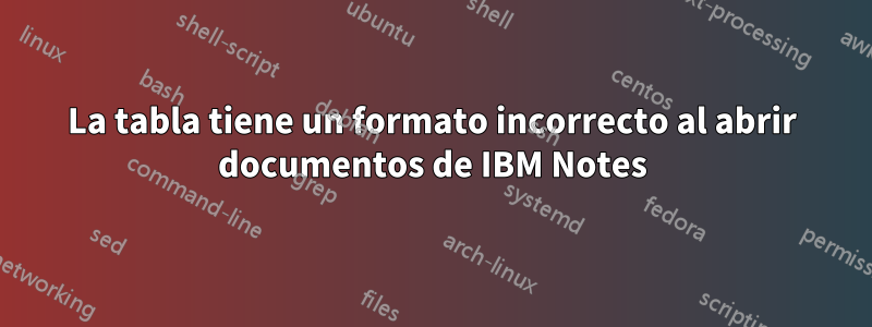 La tabla tiene un formato incorrecto al abrir documentos de IBM Notes