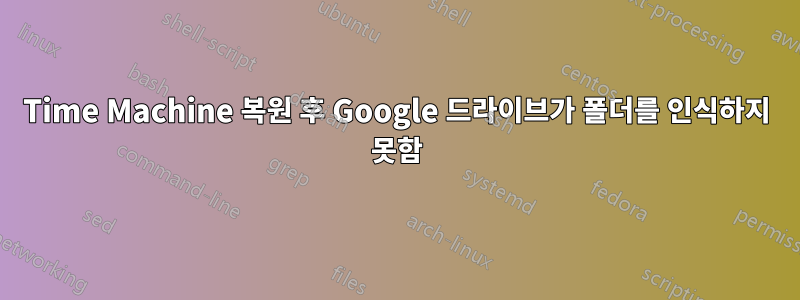 Time Machine 복원 후 Google 드라이브가 폴더를 인식하지 못함