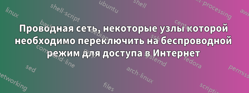 Проводная сеть, некоторые узлы которой необходимо переключить на беспроводной режим для доступа в Интернет